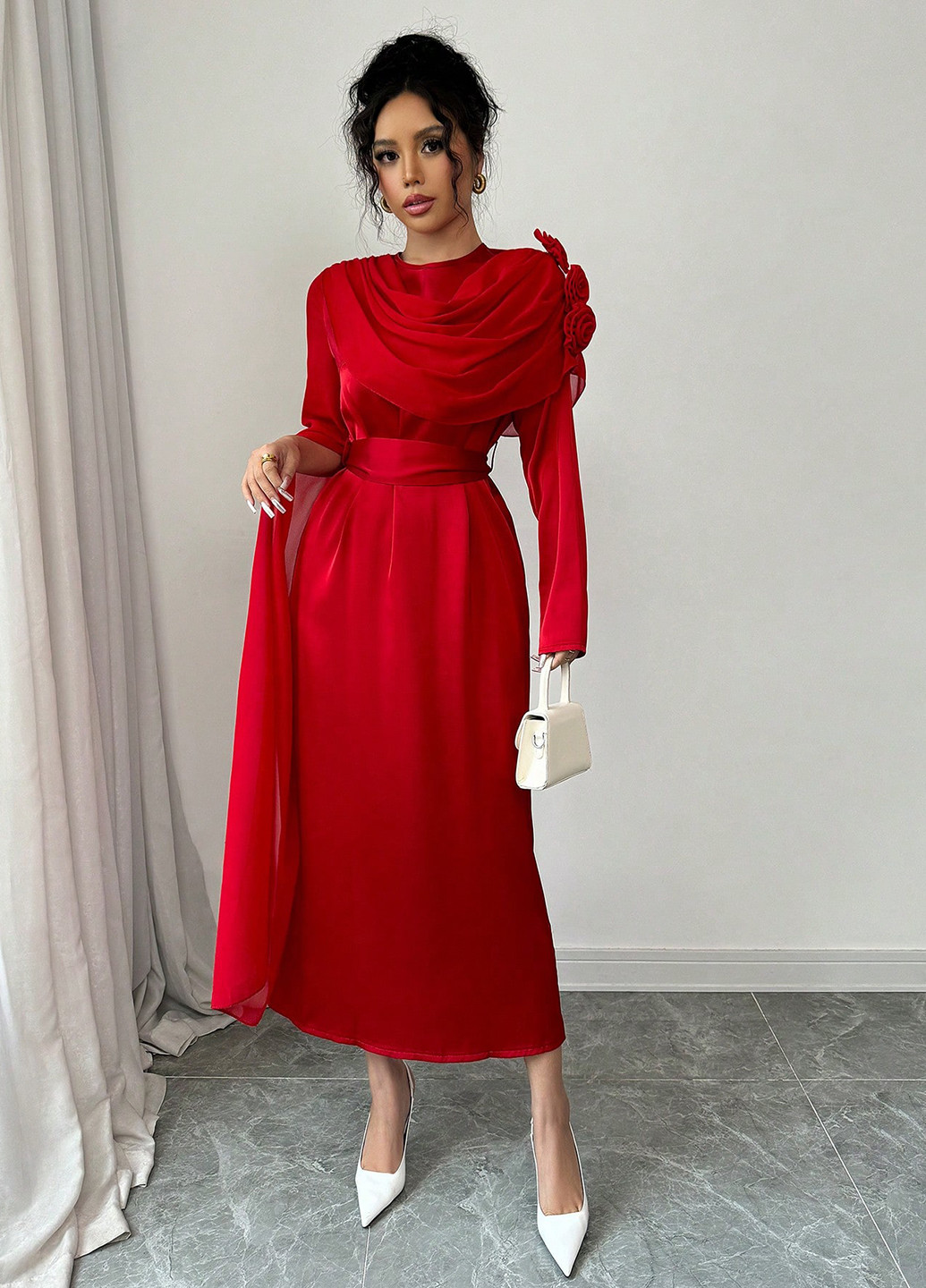 Червона кежуал сукня а-силует SHEIN однотонна