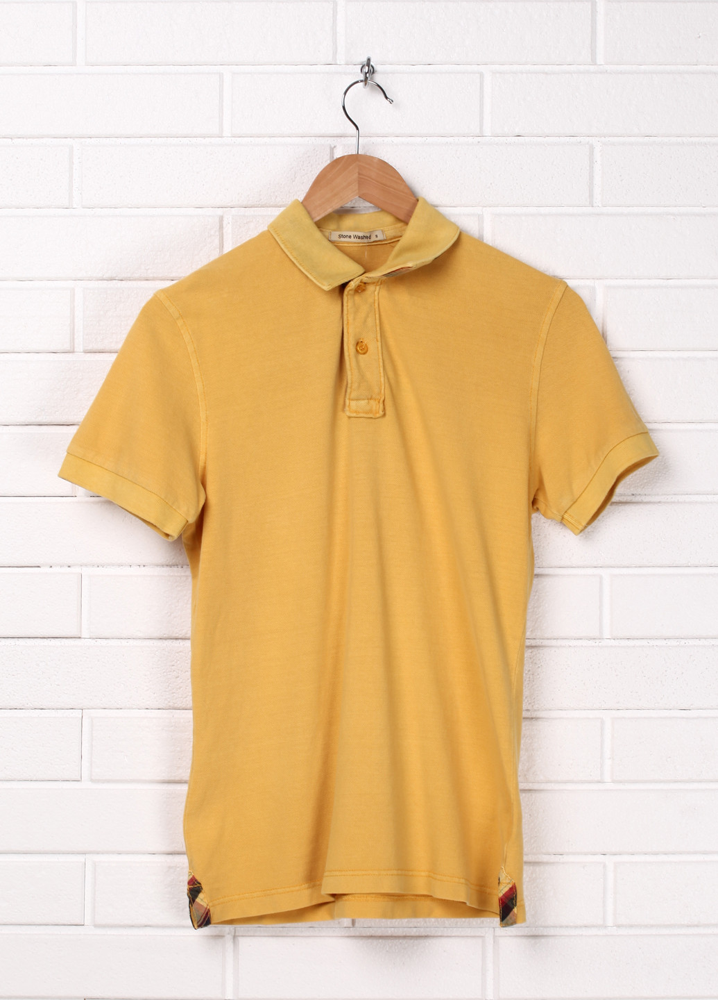 Желтая футболка-поло для мужчин Stone Washed однотонная