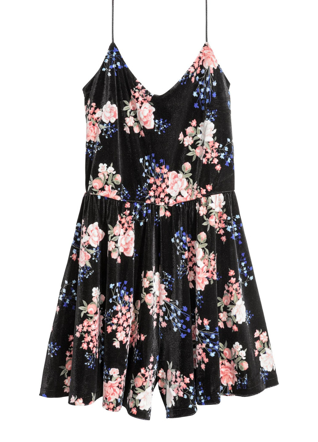 Комбинезон H&M комбинезон-шорты цветочный чёрный вельвет