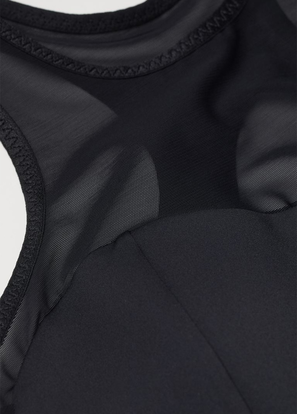 Майка H&M однотонная чёрная спортивная полиэстер, трикотаж