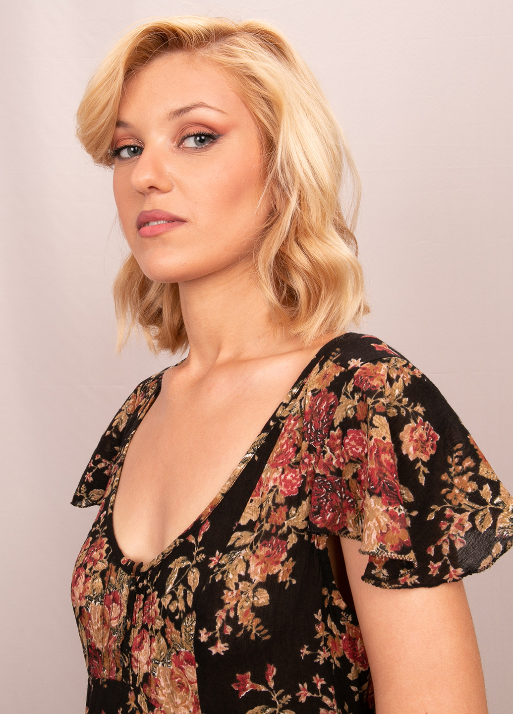 Черное кэжуал платье клеш Ralph Lauren с цветочным принтом