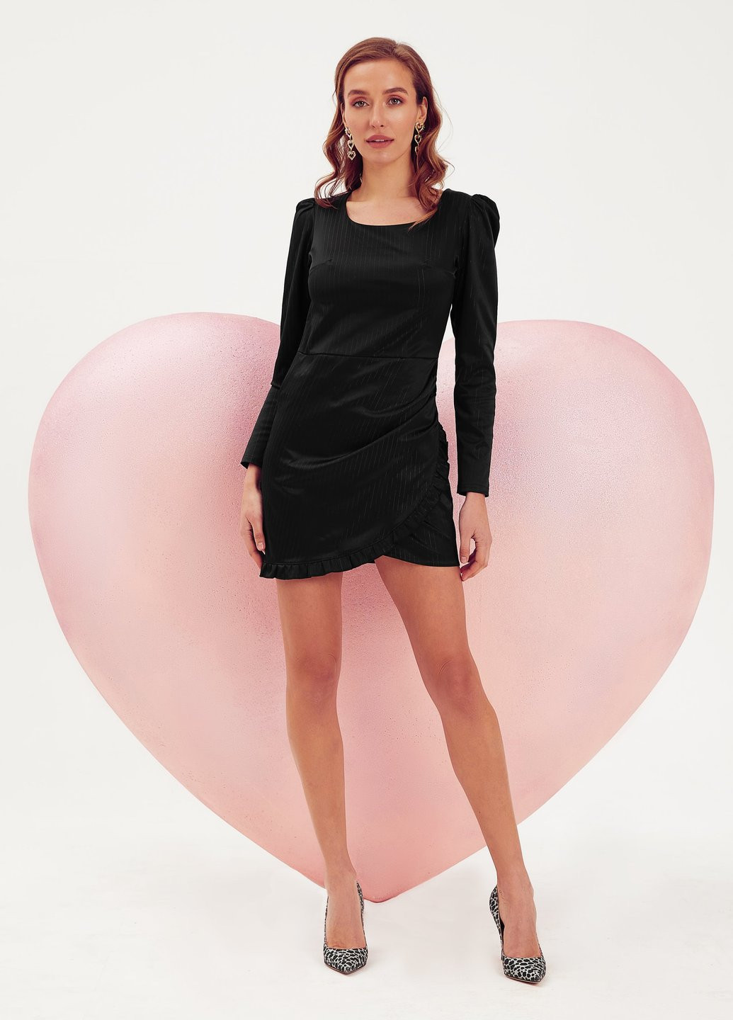 Черное черное платье с люрексовой нитью Gepur в полоску