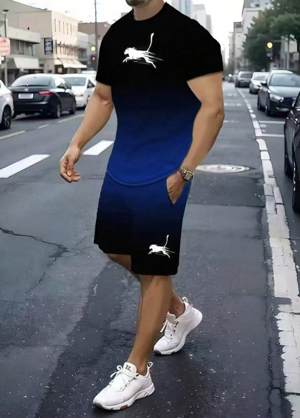 Чорний літній костюм (футболка, шорти) з шортами SHEIN