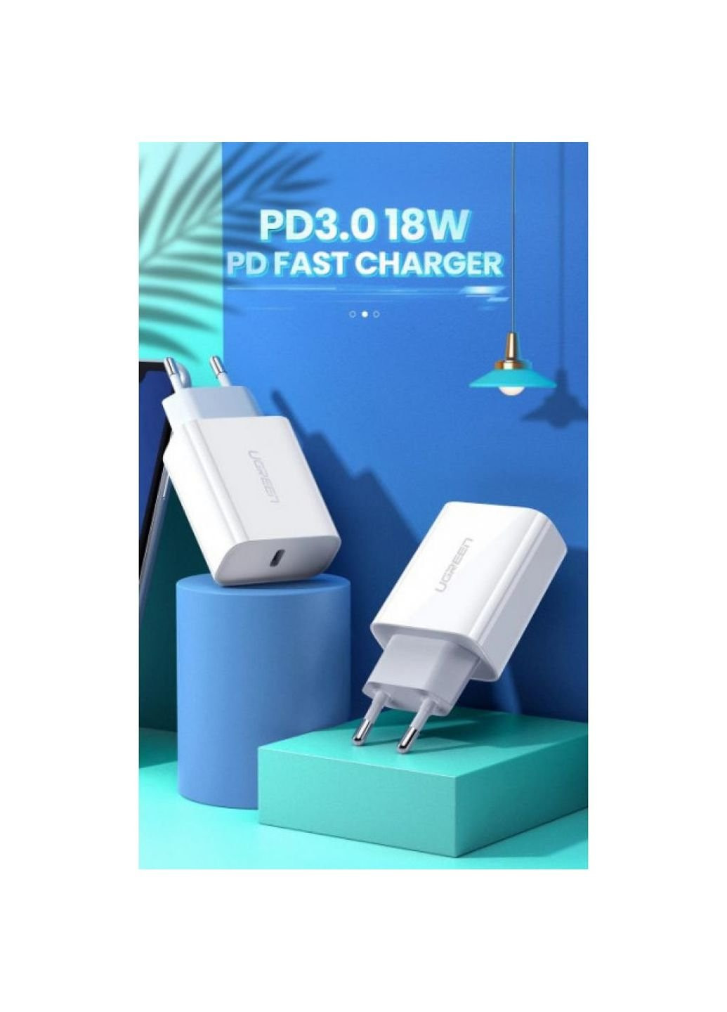 Зарядний пристрій (60450) Ugreen cd137 type-c pd 20w charger (white) (253507324)