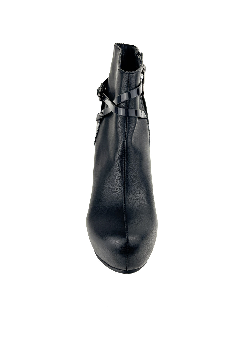 Черные демисезонная женские ботильоны ремешки черные эко кожа на каблуке Gaterinna