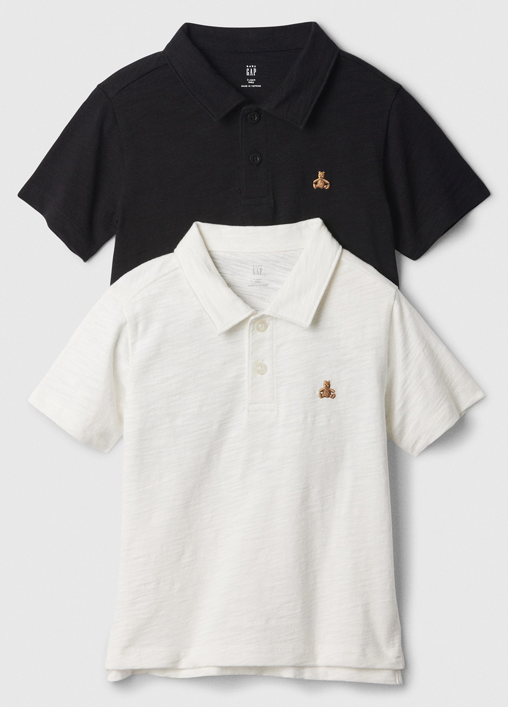 Черно-белая детская футболка-поло (2 шт.) для мальчика Gap меланжевая
