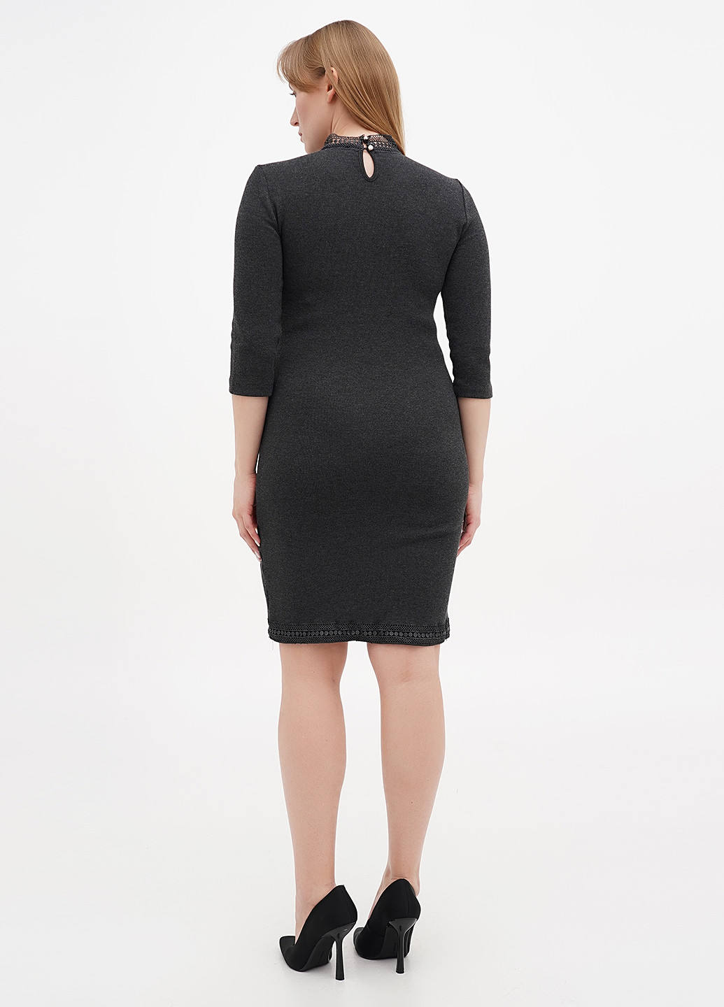 Темно-сіра кежуал сукня силуетна Sassofono меланжева