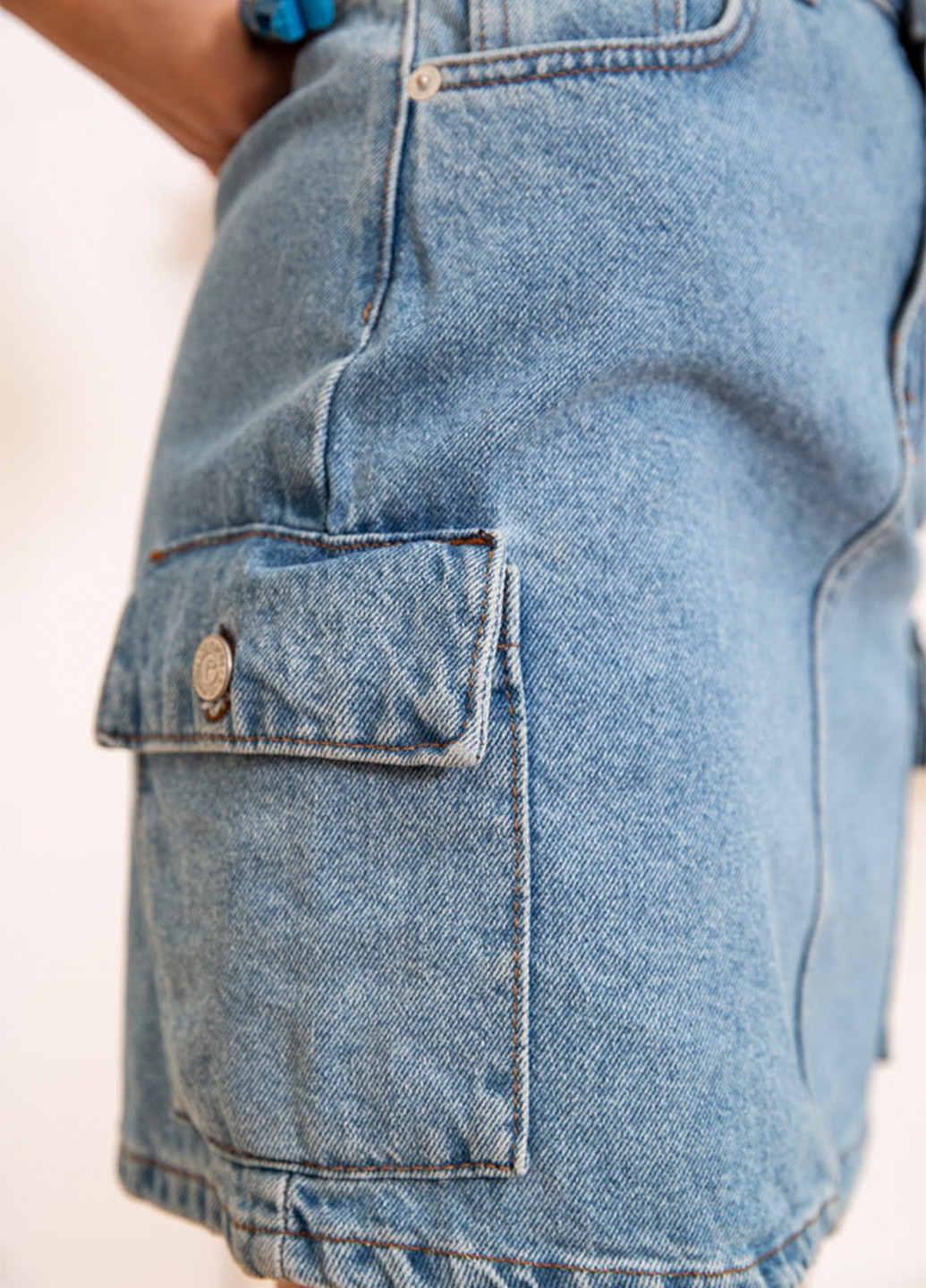 Голубая джинсовая однотонная юбка Ager а-силуэта (трапеция)