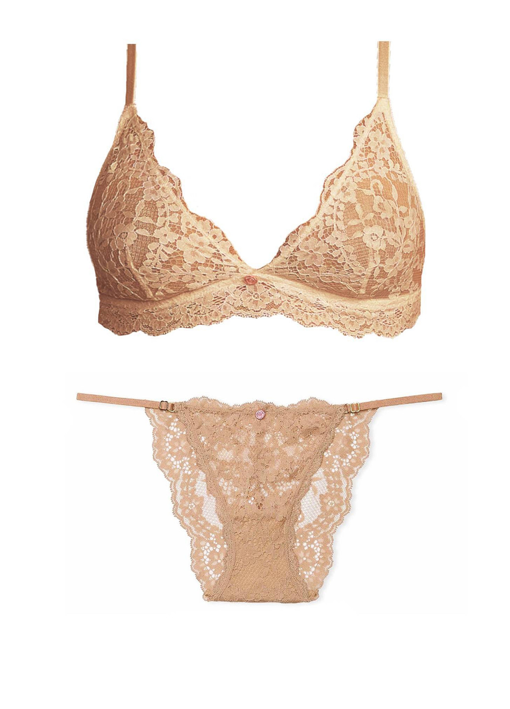 Бежевий демісезонний комплект (бюстгальтер, трусики) Victoria's Secret