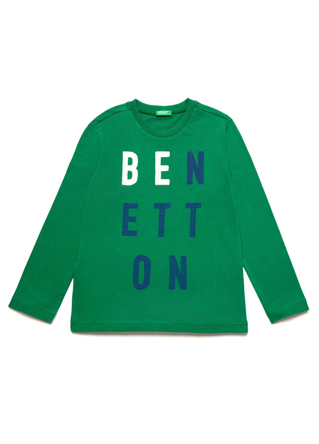 Зеленый демисезонный кэжуал лонгслив United Colors of Benetton с рисунком