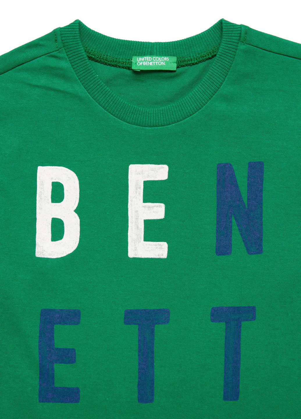 Зеленый демисезонный кэжуал лонгслив United Colors of Benetton с рисунком