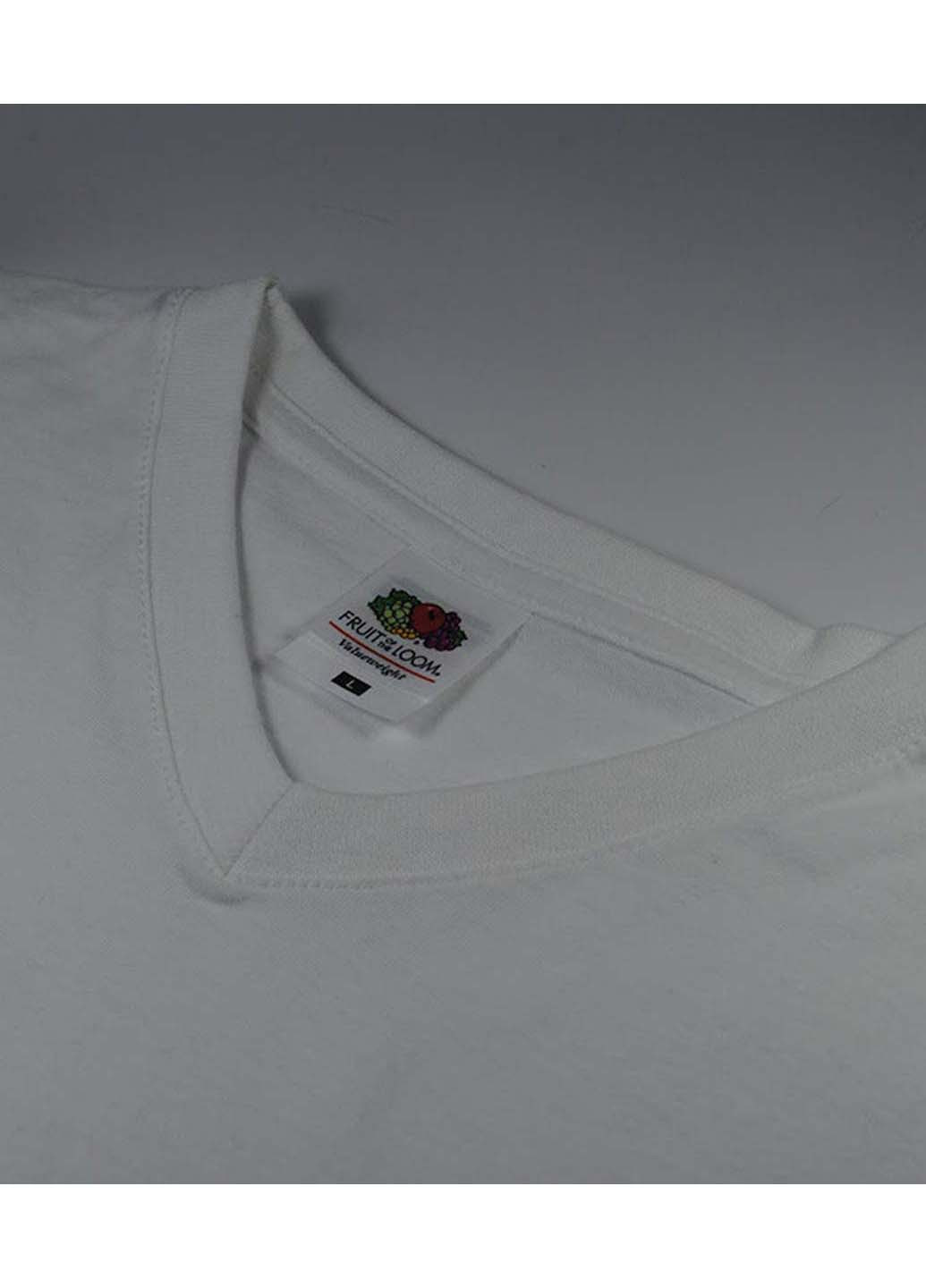 Белая футболка Fruit of the Loom Valueweight v-neck