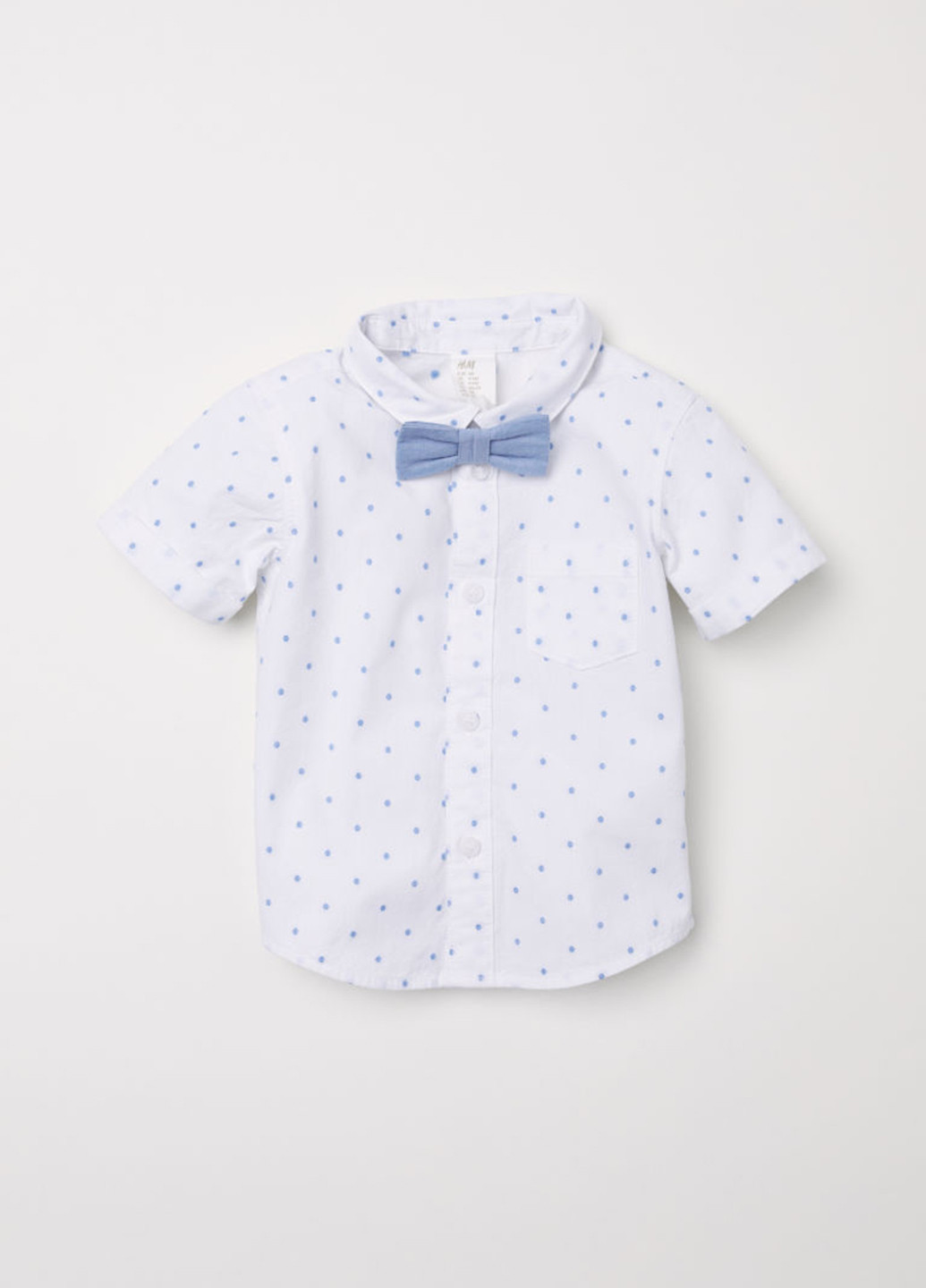 Белая классическая рубашка в горошек H&M с коротким рукавом