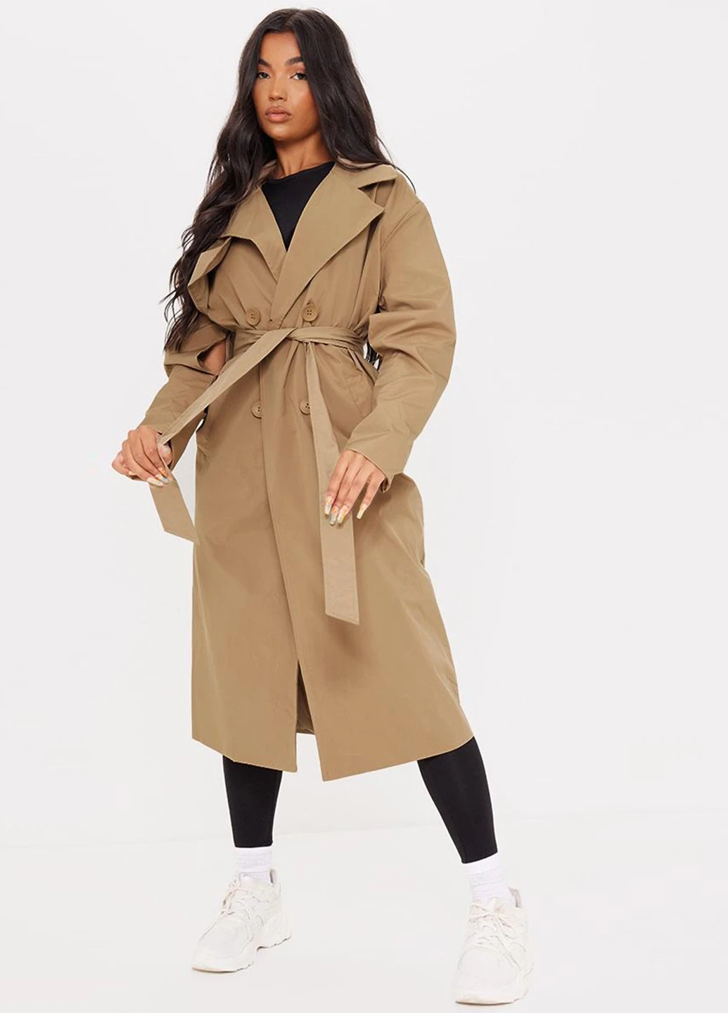 Плащ PrettyLittleThing тренчкот на пуговицах демисезон (255105202)