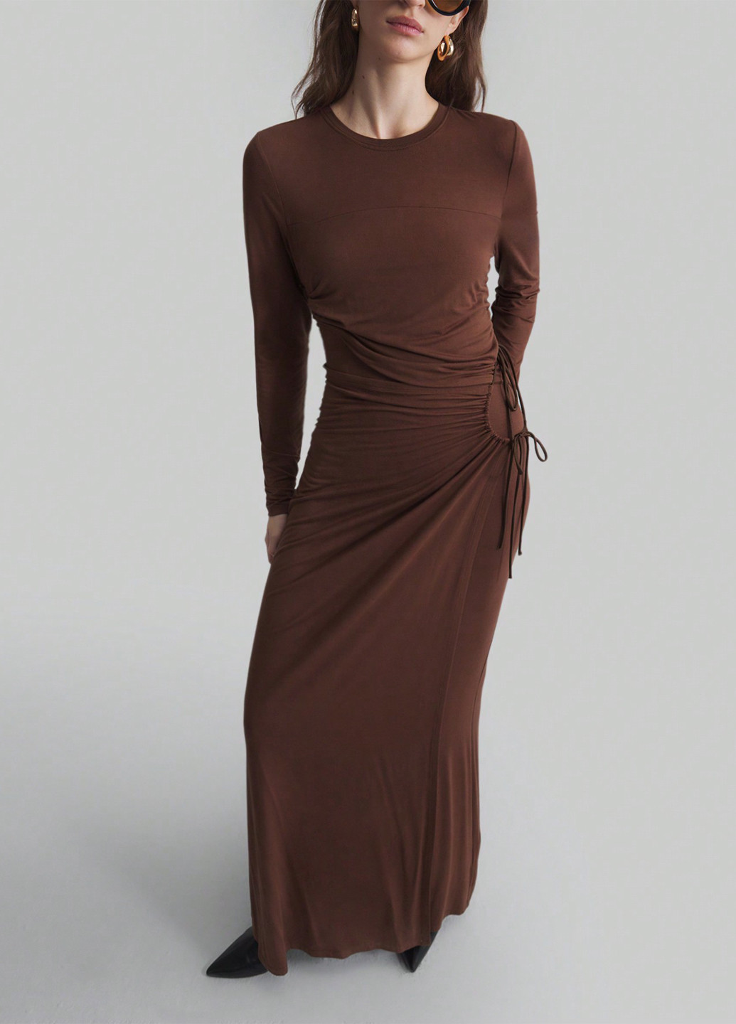 Коричневое кэжуал платье SHEIN однотонное