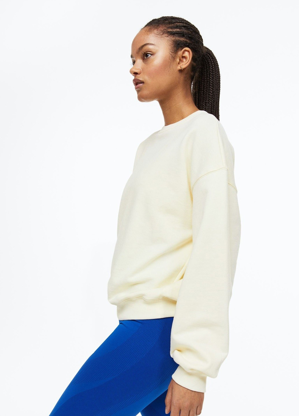 Кремовый свитшот H&M однотонный без декора (362376841)