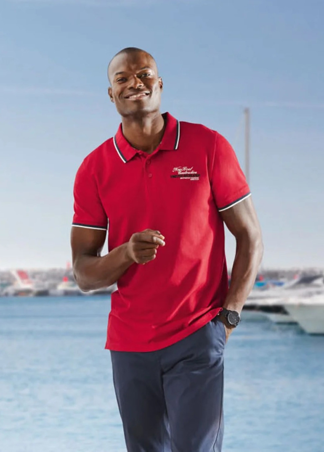 Красная футболка-поло для мужчин Livergy с надписью