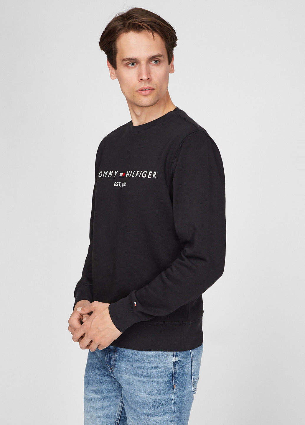 Чорний світшот Tommy Hilfiger однотонний вишивка (229855893)