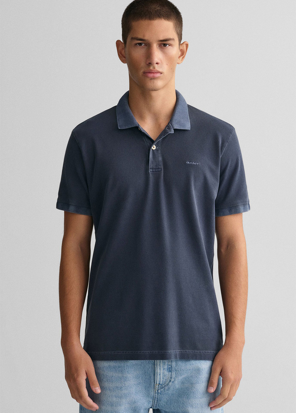 Серо-голубой футболка-поло для мужчин Gant однотонная
