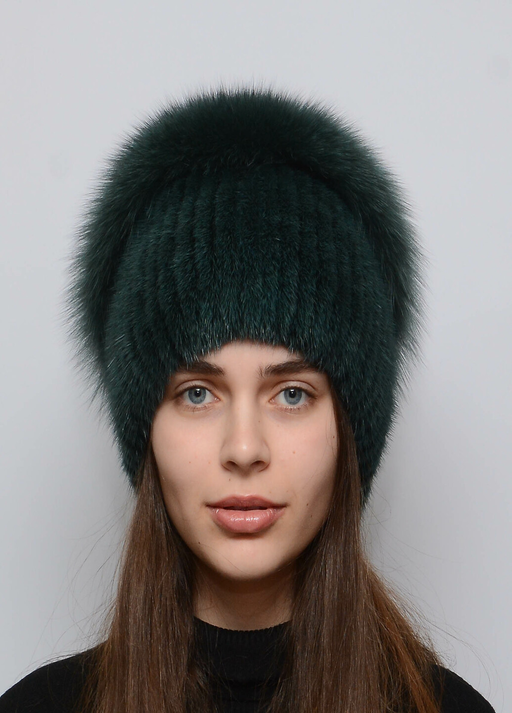 Зимняя вязаная меховая шапка из норки Меховой Стиль Стрекоза/разрез (198688595)