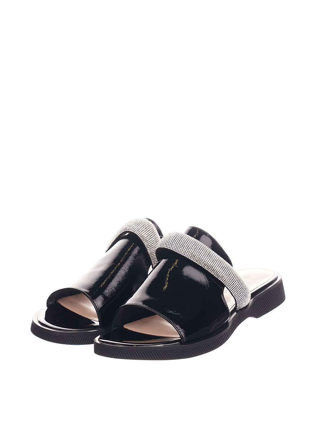 Черные шлепанцы Blizzarini со стразами, лаковые