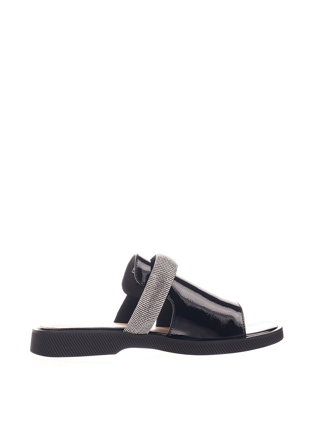 Черные шлепанцы Blizzarini со стразами, лаковые