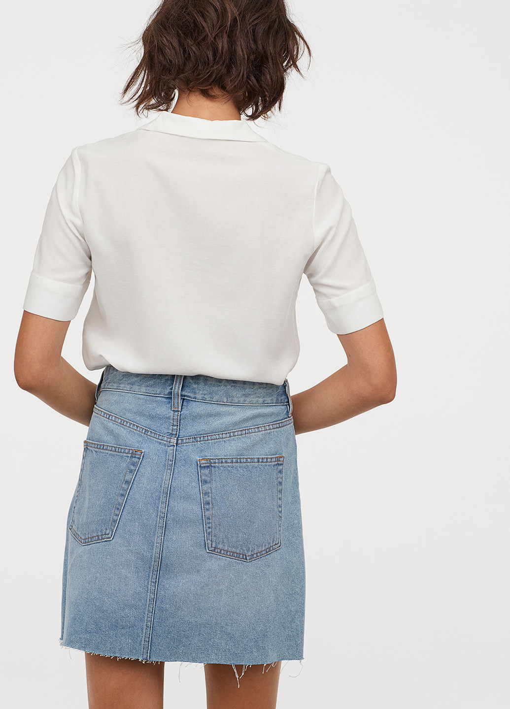 Голубая джинсовая однотонная юбка H&M колокол