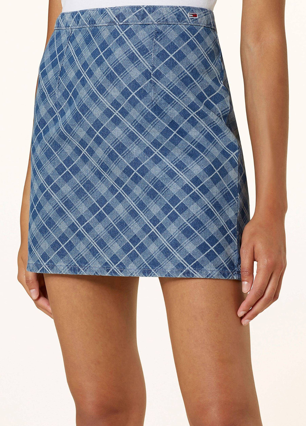 Синяя джинсовая в клетку юбка Tommy Hilfiger