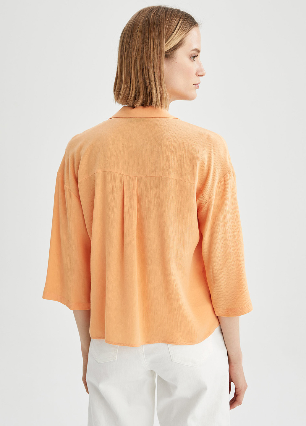 Светло-оранжевая кэжуал рубашка DeFacto