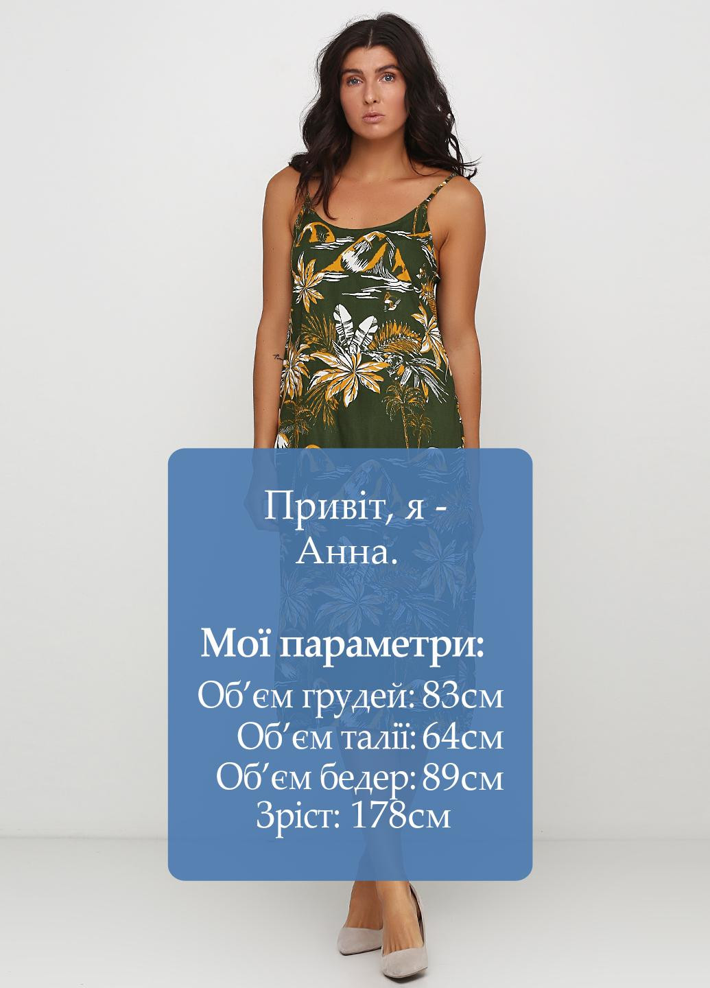 Оливковое (хаки) кэжуал платье H&M с рисунком
