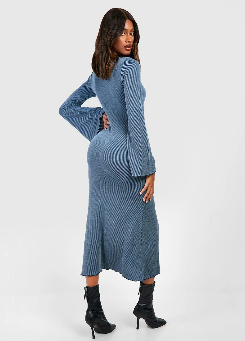 Темно-синее кэжуал платье футляр Boohoo однотонное