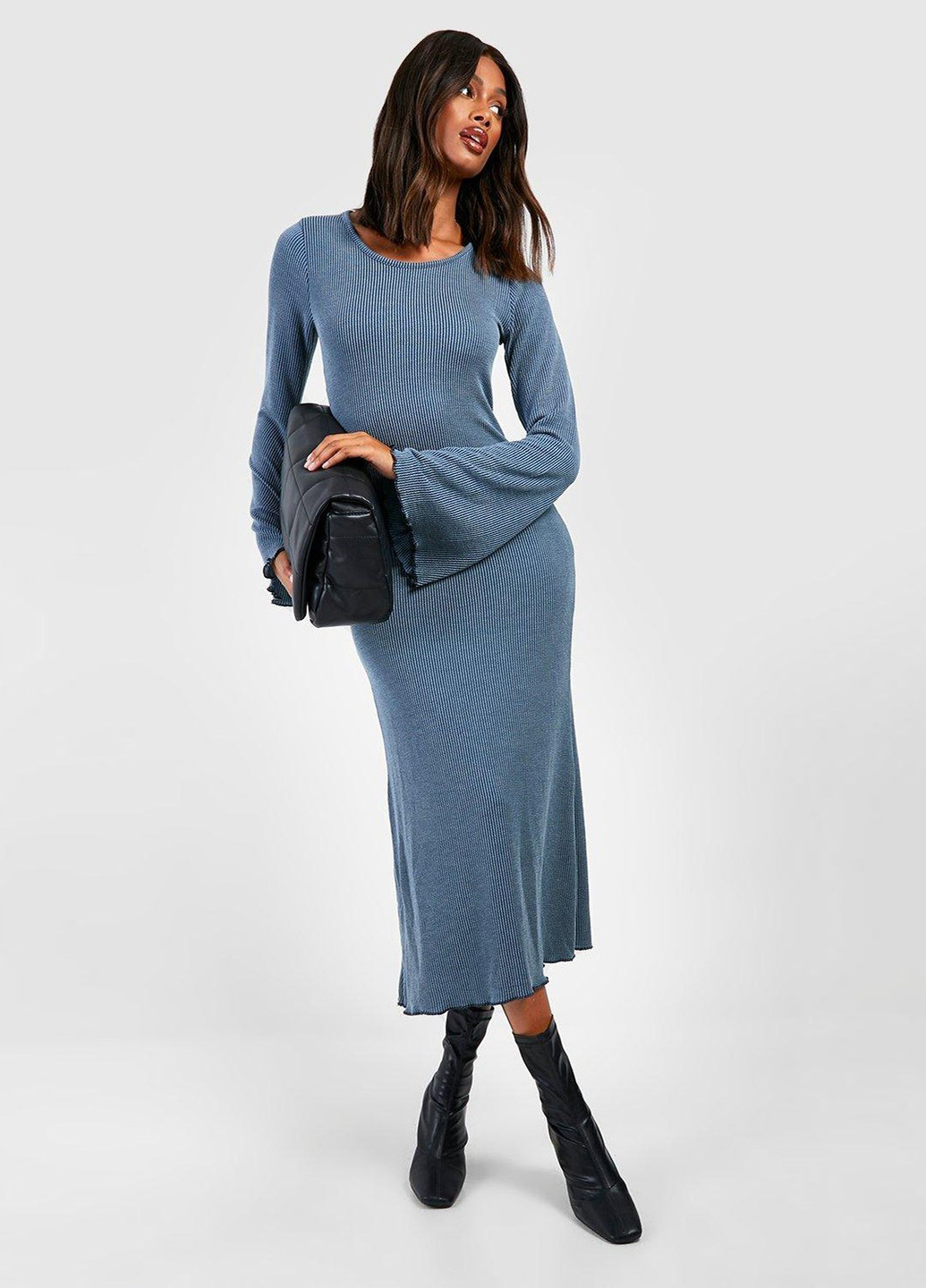 Темно-синее кэжуал платье футляр Boohoo однотонное