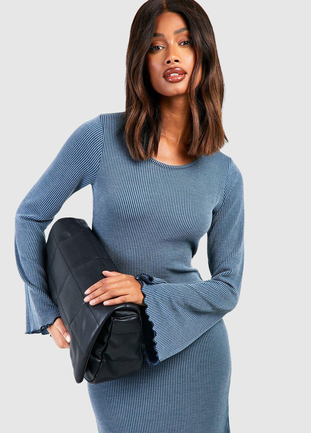 Темно-синее кэжуал платье футляр Boohoo однотонное