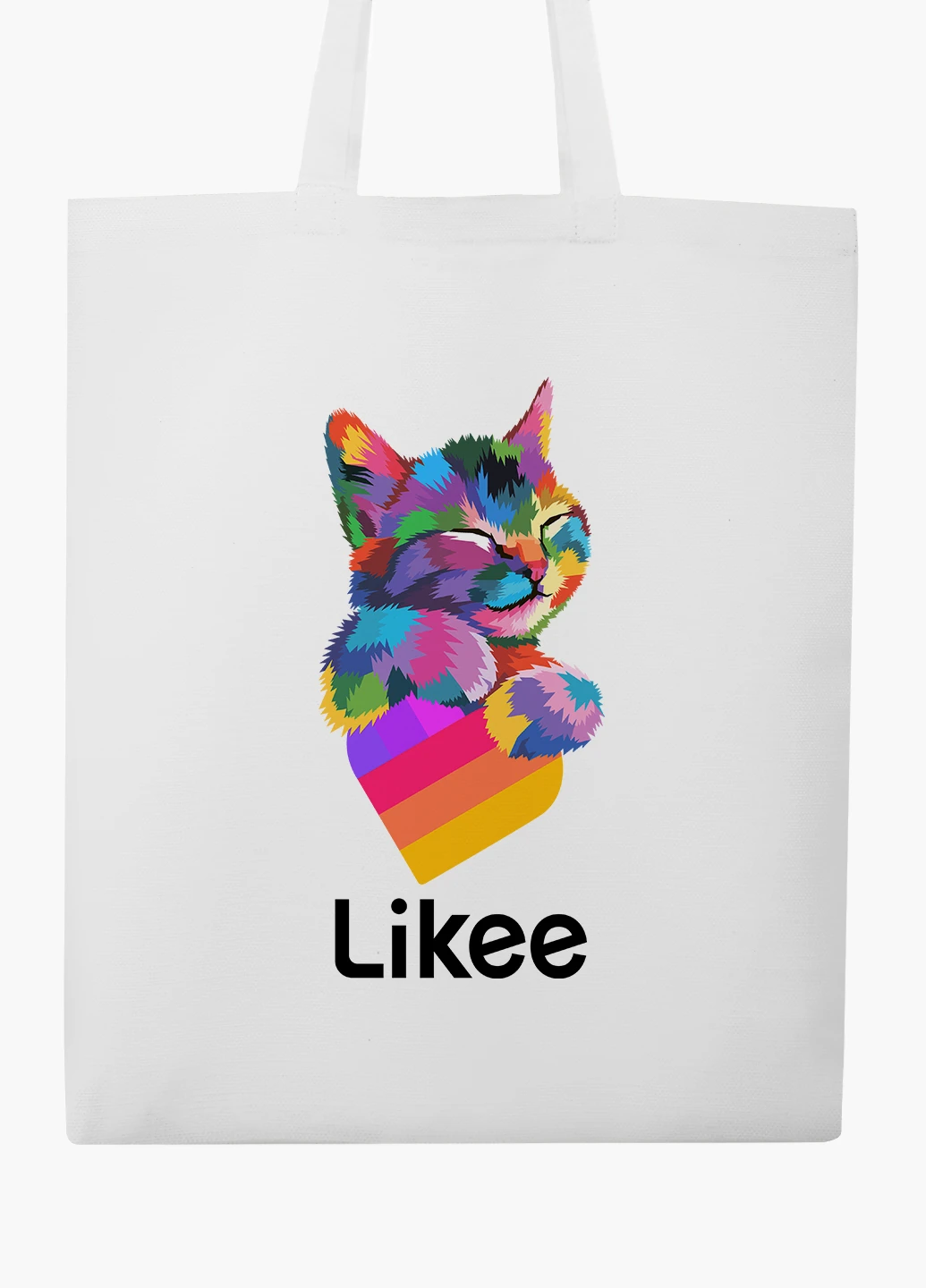 Еко сумка шоппер біла Лайк Котик (Likee Cat) (9227-1040-WT-2) екосумка шопер 41*35 см MobiPrint (219095374)