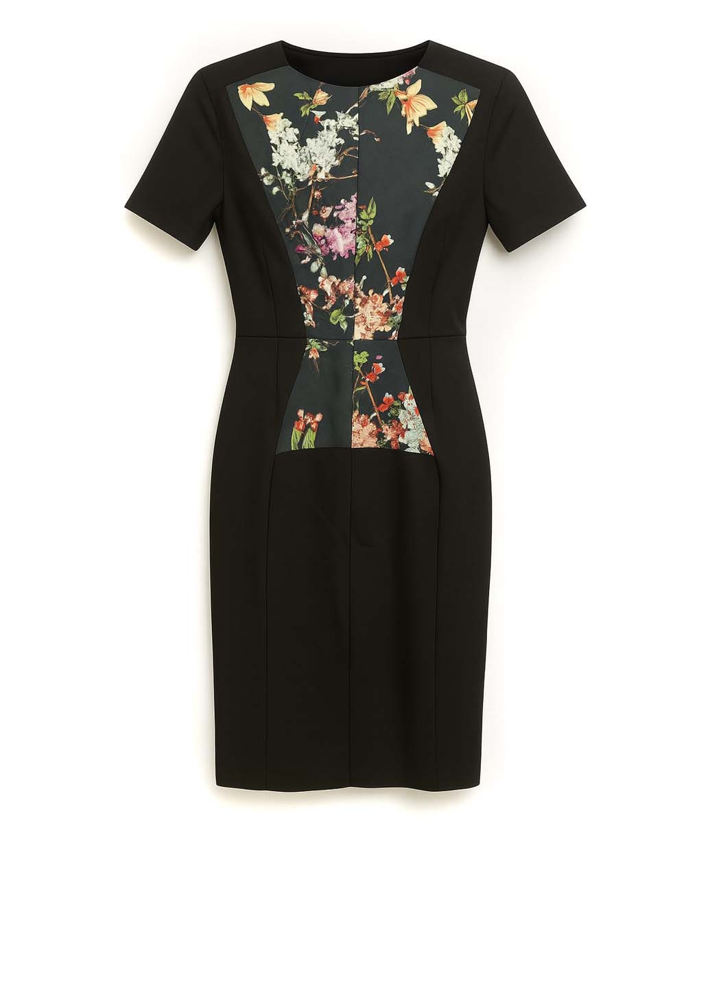 Черное кэжуал платье футляр Sassofono с цветочным принтом