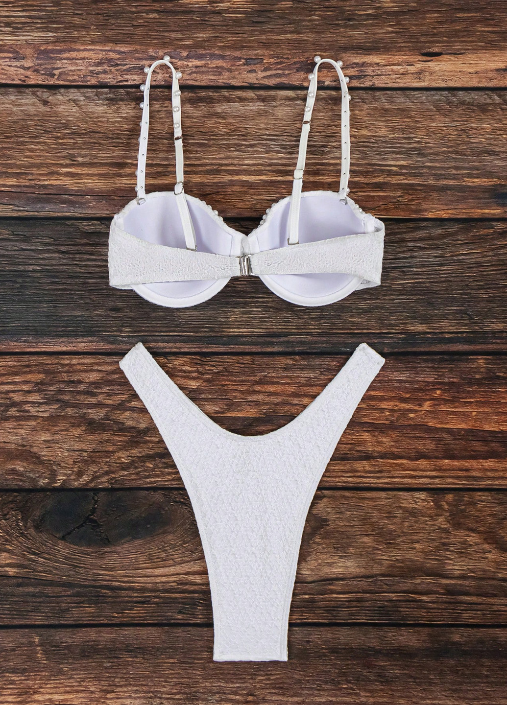 Белый летний купальник (бюстгалтер, трусики) раздельный SHEIN