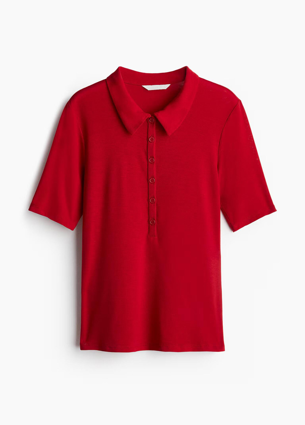 Красная женская футболка-поло H&M однотонная
