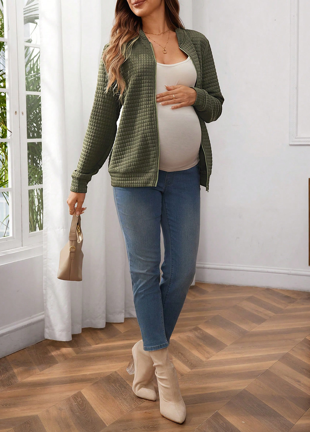 Бомбер для вагітних SHEIN на блискавці (331821845)