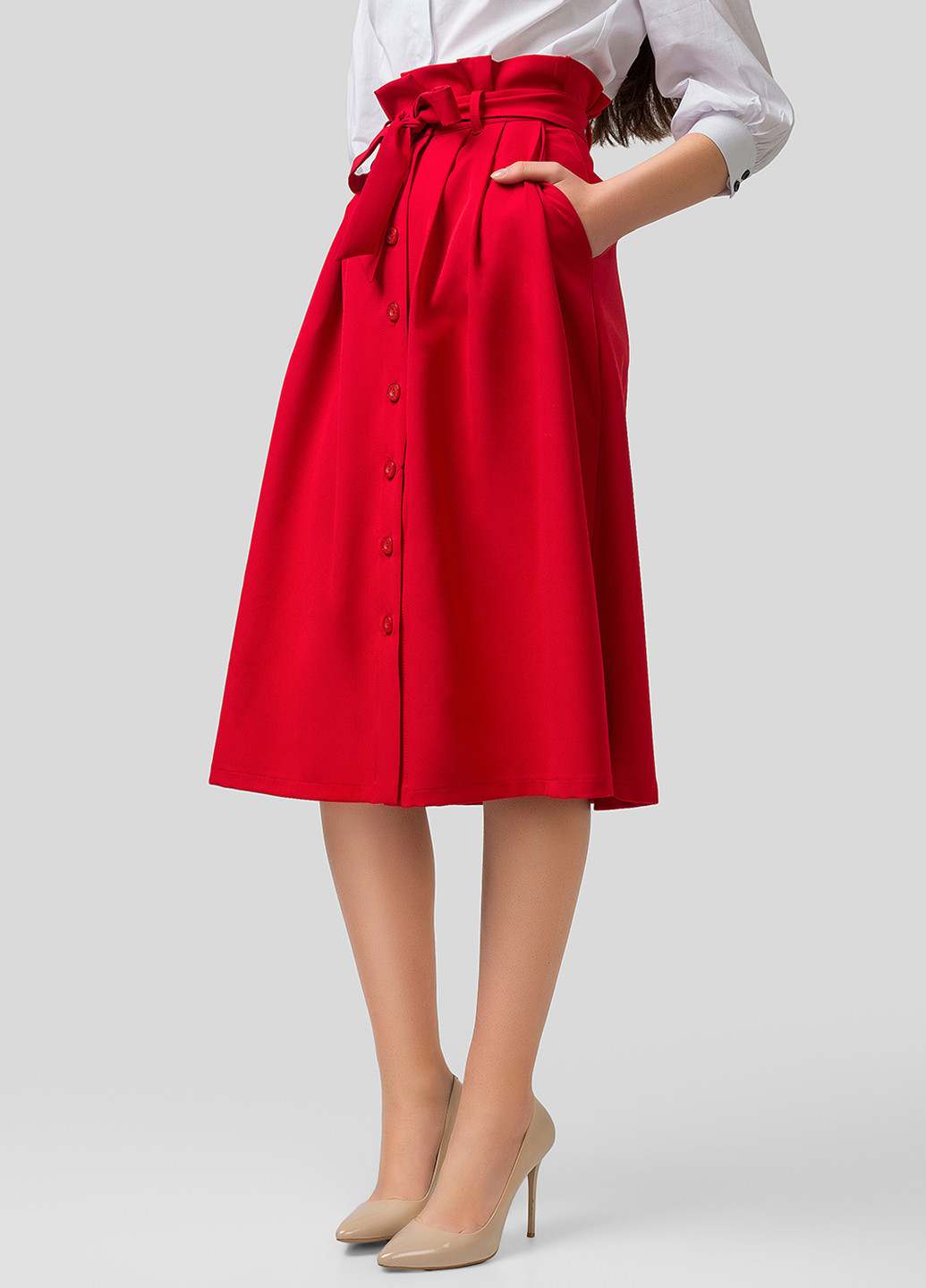 Красная кэжуал однотонная юбка Azuri с высокой талией