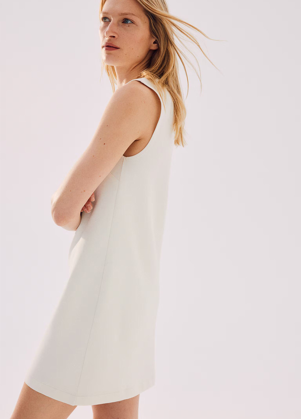 Кремова кежуал сукня H&M однотонна