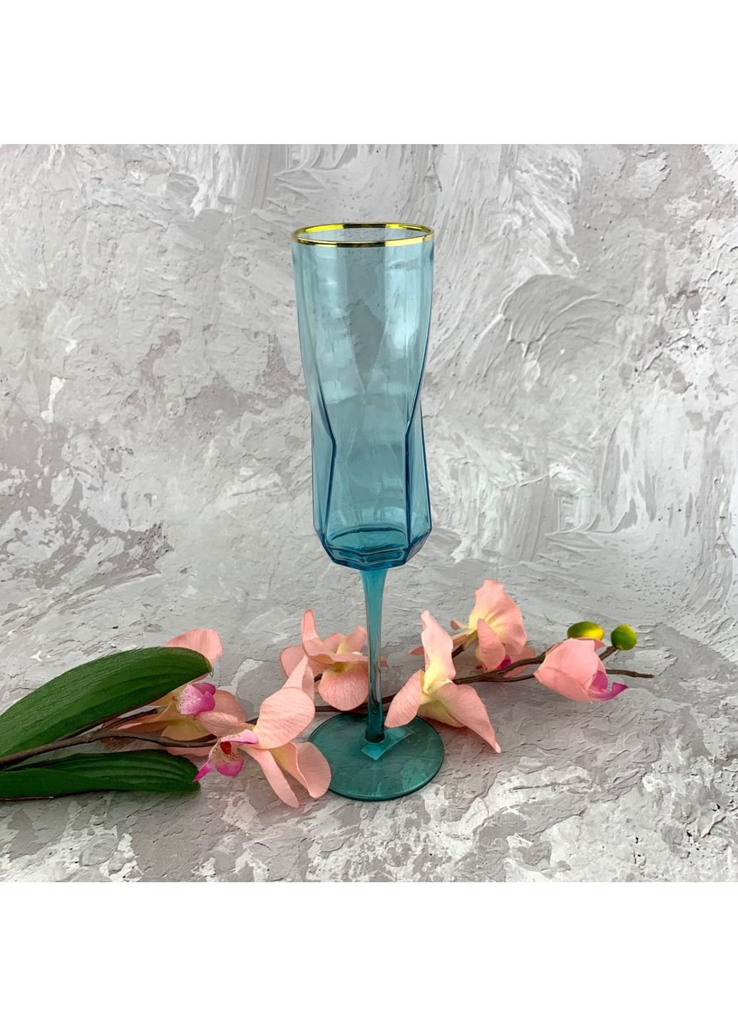 Бокал для шампанського Блакитна Геометрія OLGS1001-1 250 мл Olens (253626772)