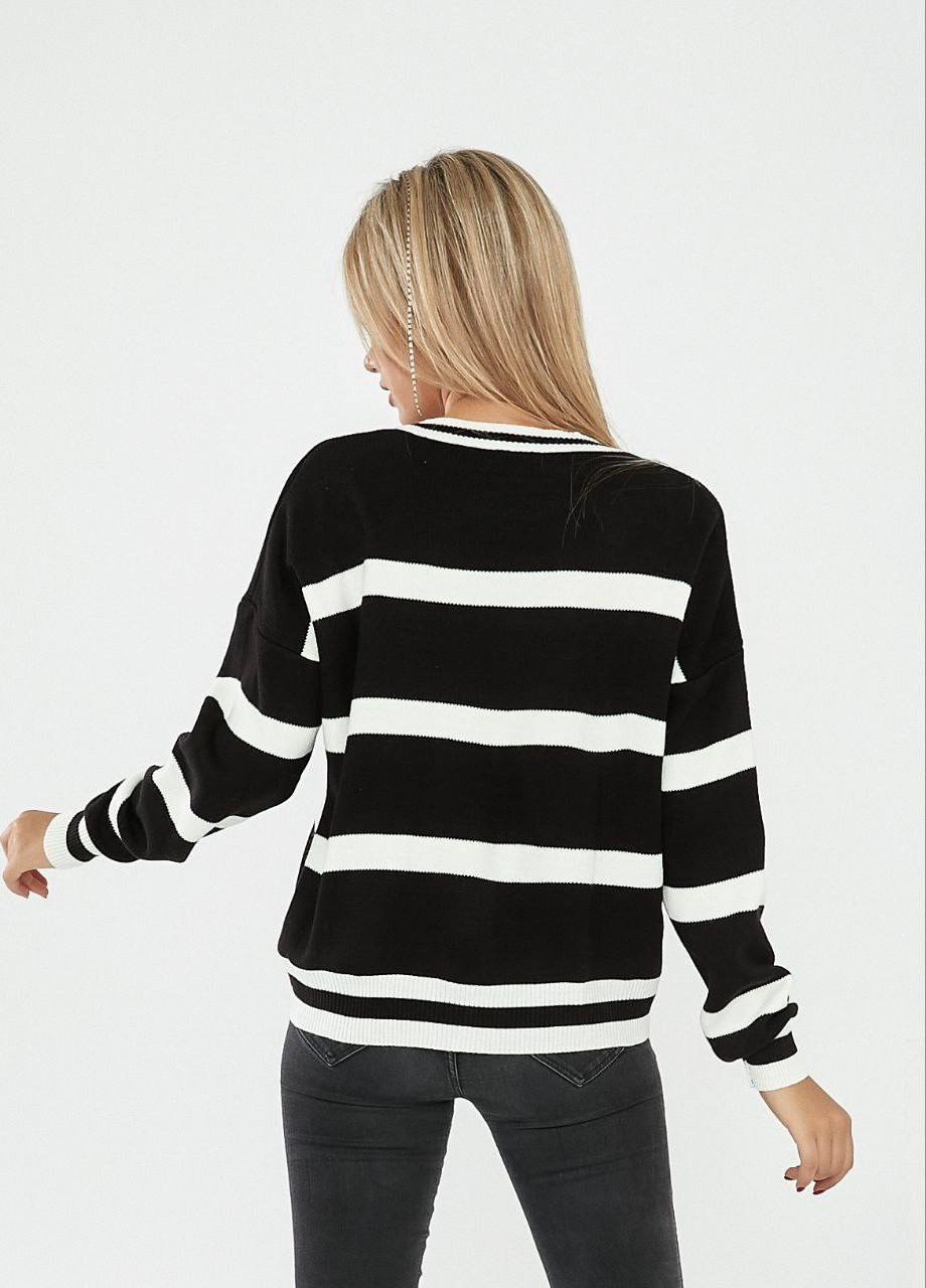 Черно-белый демисезонный свитер в полоску джемпер Garna