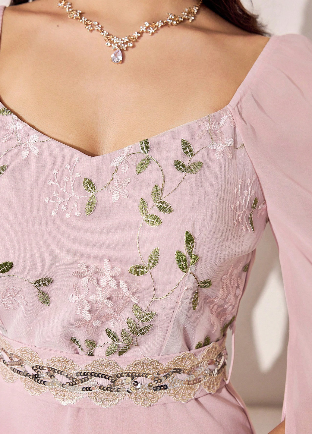 Блідо-рожева святковий, вечірня сукня а-силует SHEIN однотонна