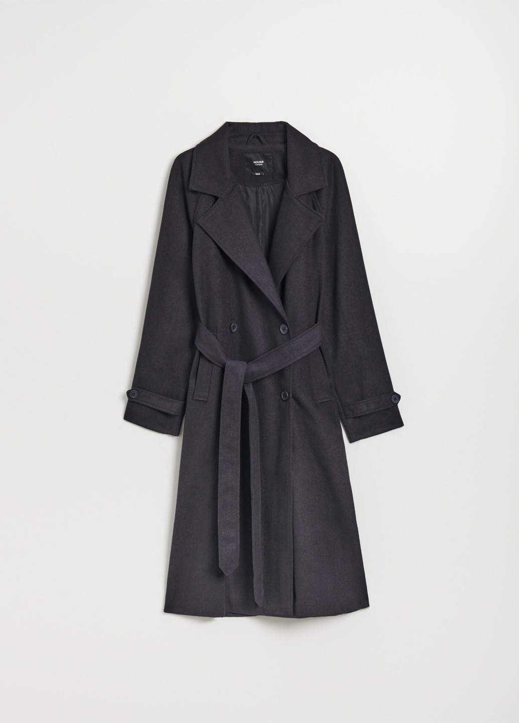 Темно-синее демисезонное Пальто двубортное House