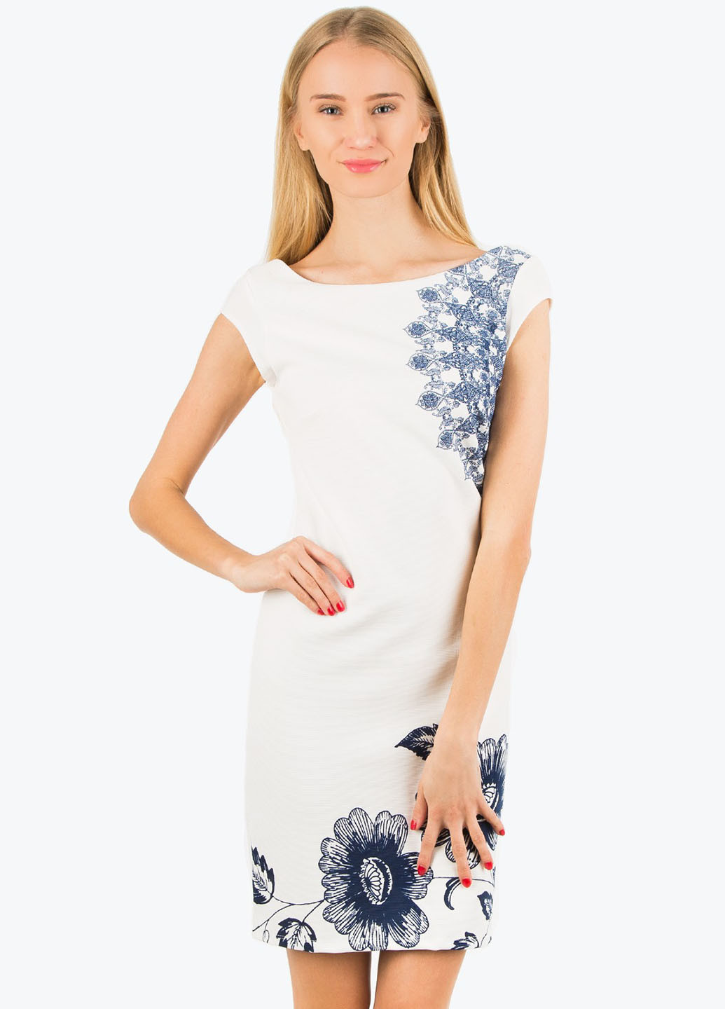 Молочное кэжуал платье Desigual с цветочным принтом