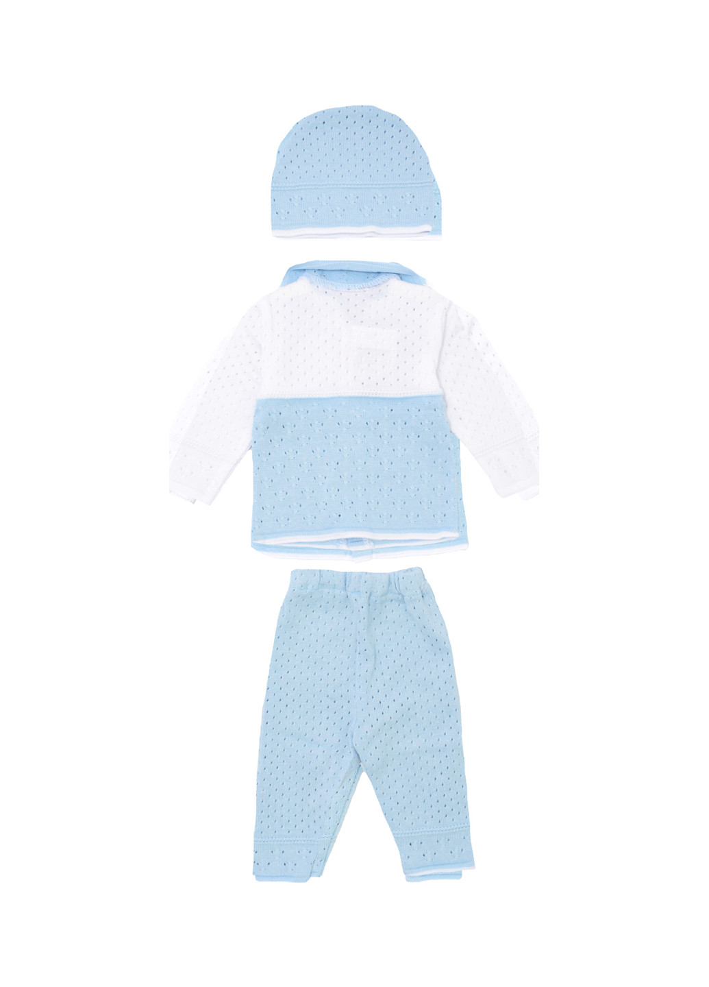 Блакитний демісезонний комплект (жакет, штани, шапка) Mari-Knit