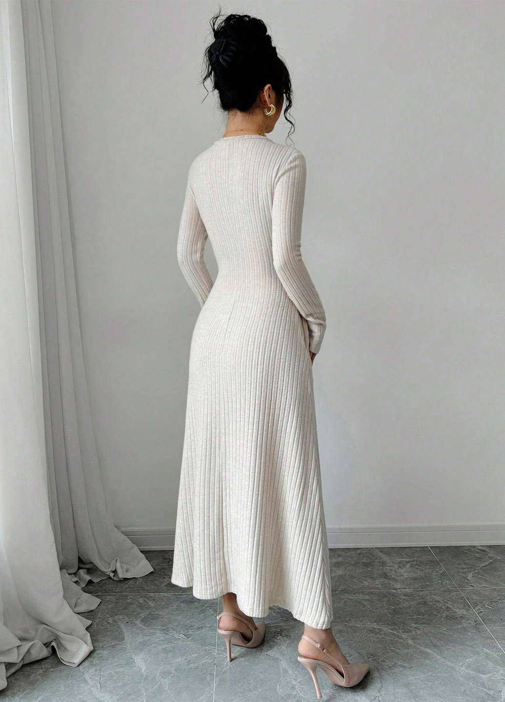 Кремова святковий, ділова, кежуал сукня а-силует SHEIN однотонна