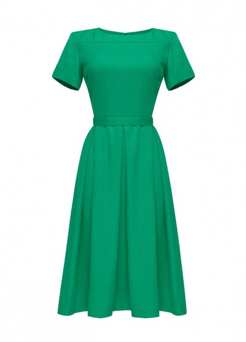 Зеленое кэжуал платье клеш LKcostume однотонное