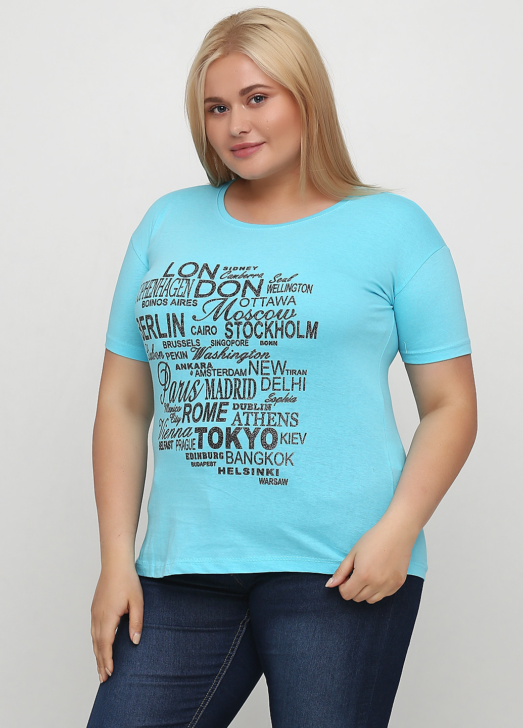 Голубая летняя футболка London Look