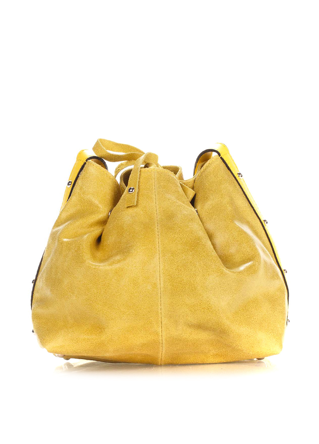 Сумка Genuine Leather сумка-мішок однотонна жовта кежуал